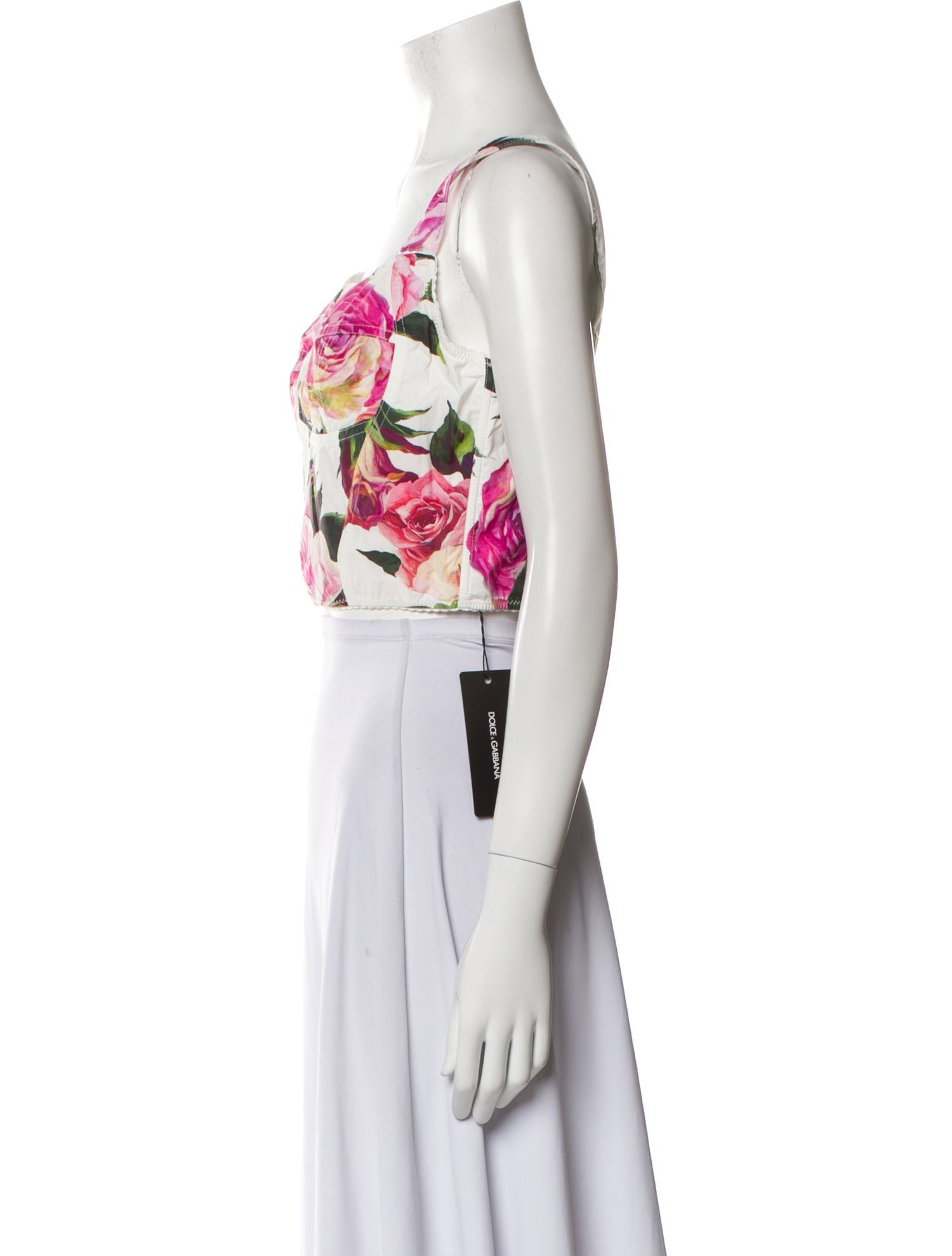 Dolce & Gabbana Floral Print Square Neckline Crop Top