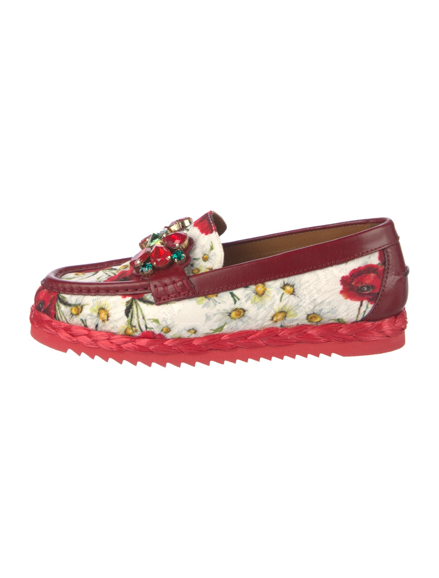 Dolce & Gabbana Leather Floral Print Loafers