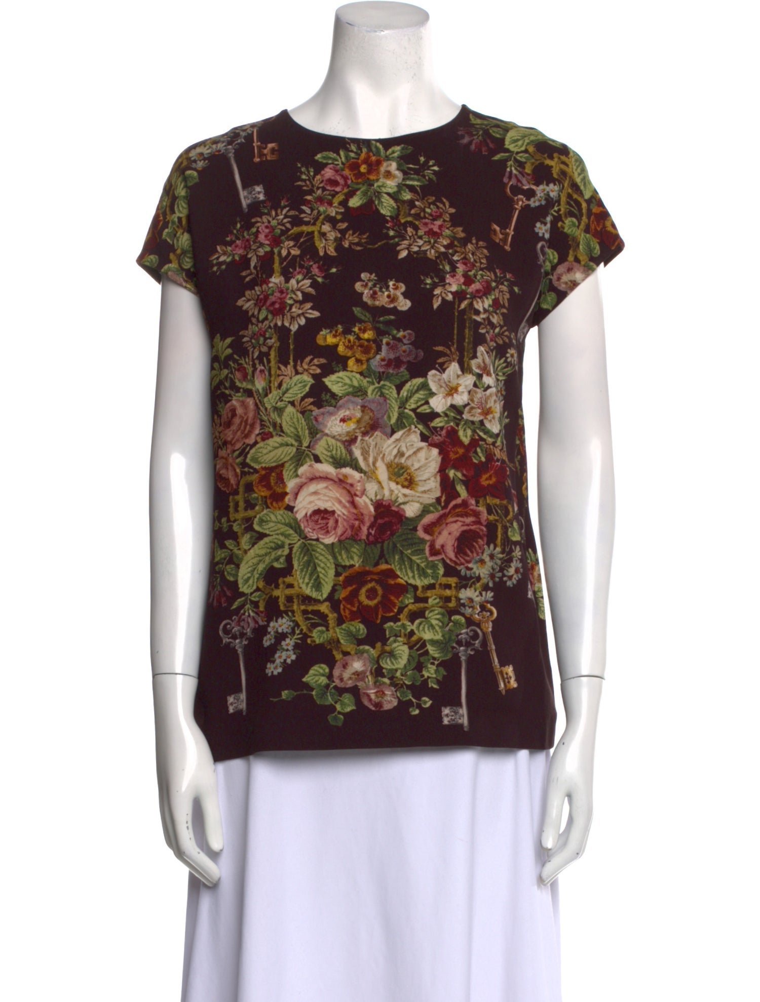 Dolce & Gabbana Floral Print Bateau Neckline T-Shirt