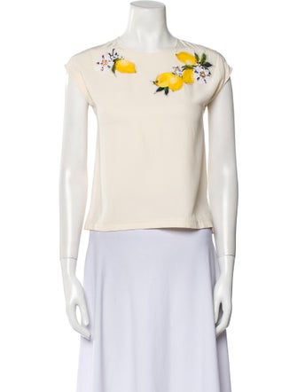 Dolce & Gabbana Silk Graphic Print Crop Top