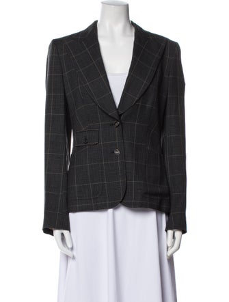 Dolce & Gabbana Virgin Wool Plaid Print Blazer