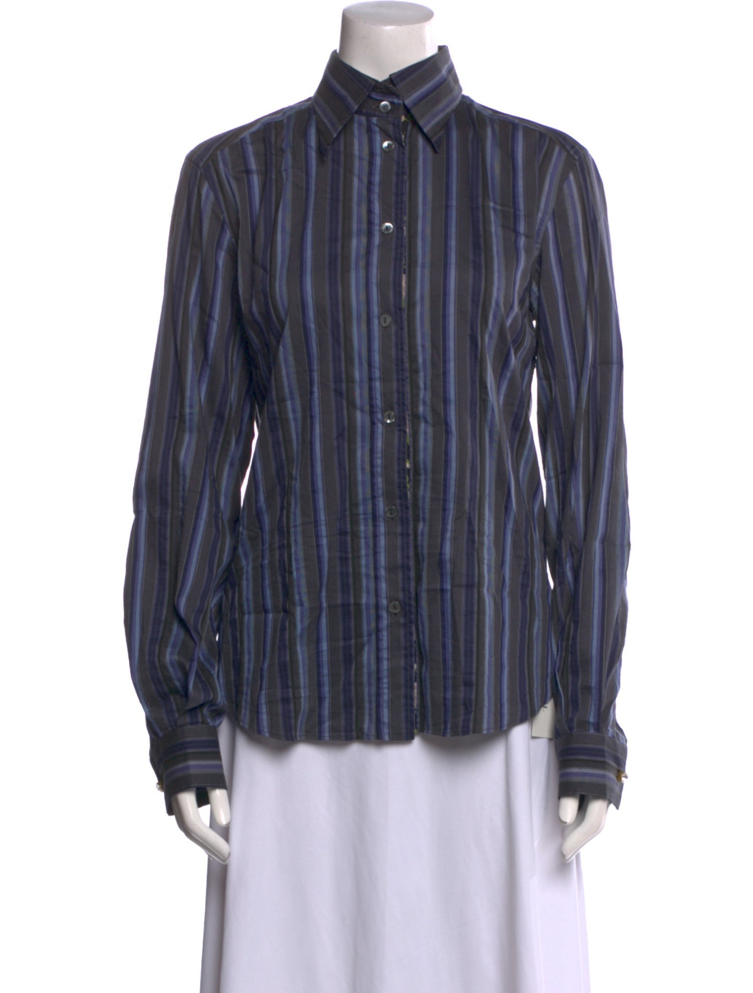 Dolce & Gabbana Striped Long Sleeve Button-Up Top