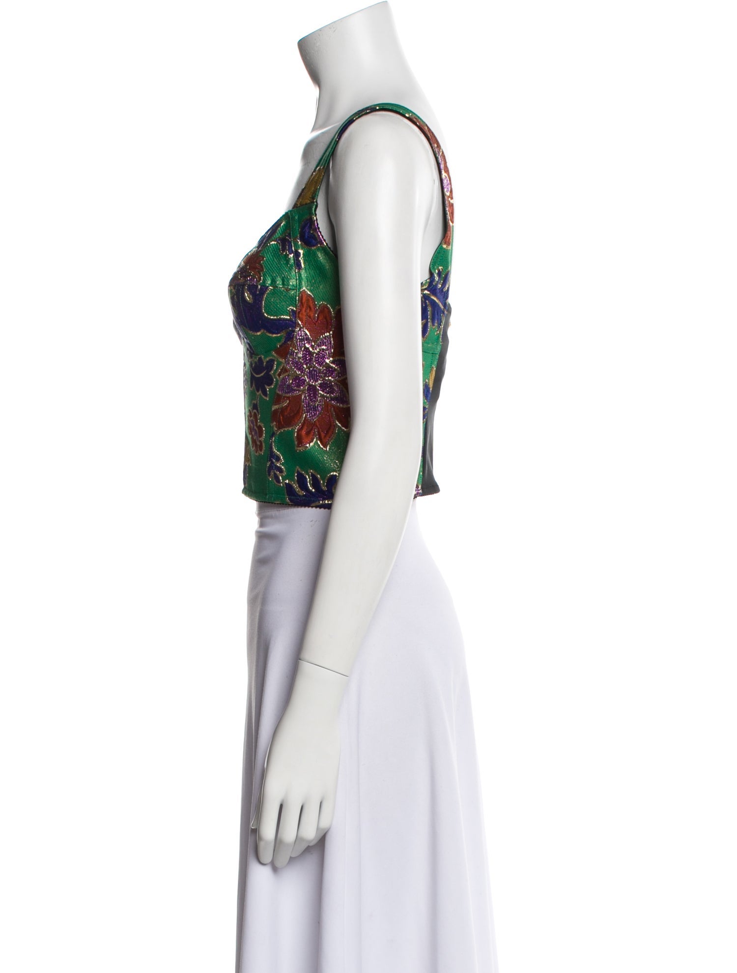 Dolce & Gabbana Floral Print Square Neckline Crop Top w/ Tags