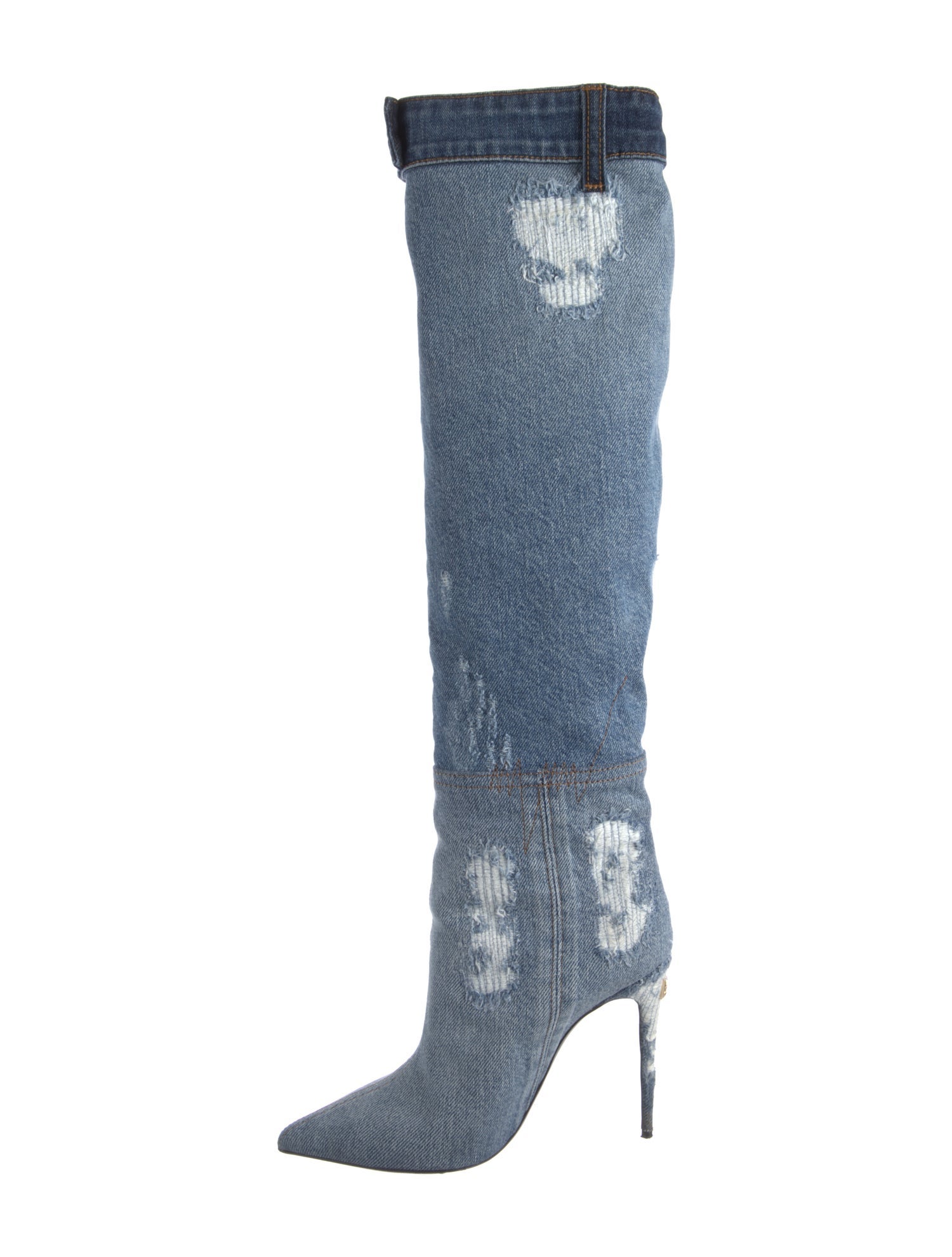 Dolce & Gabbana Denim Colorblock Pattern Sock Boots