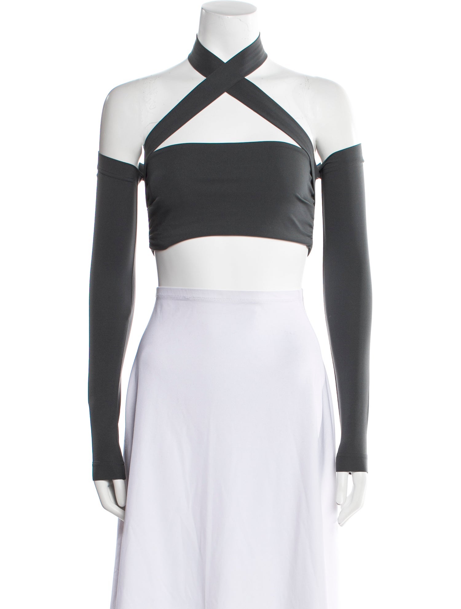 Dolce & Gabbana Mock Neck Long Sleeve Crop Top