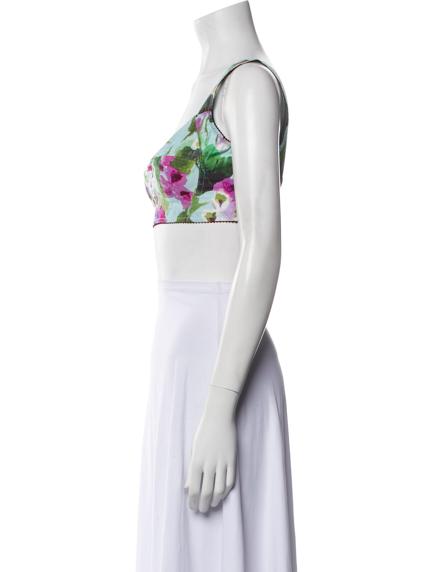 Dolce & Gabbana Floral Print Square Neckline Crop Top