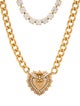 Dolce & Gabbana Crystal & Faux Pearl Devotion Two-Tone Layered Necklace