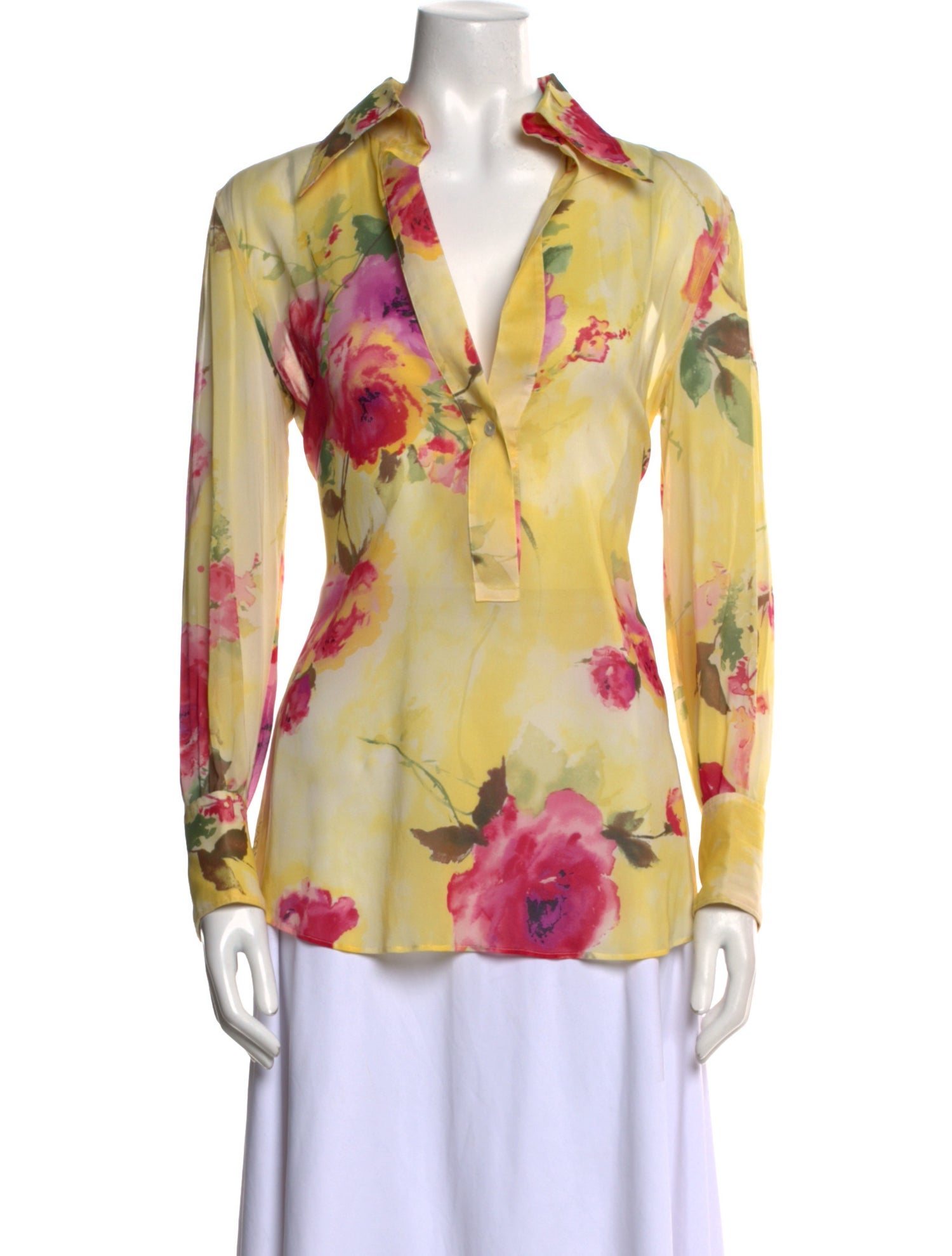 Dolce & Gabbana Silk Floral Print Button-Up Top