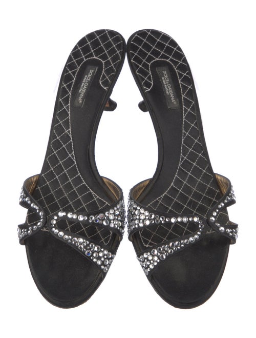 Dolce & Gabbana Satin Crystal Embellishments Slides