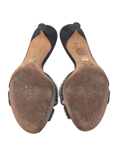 Dolce & Gabbana Satin Crystal Embellishments Slides