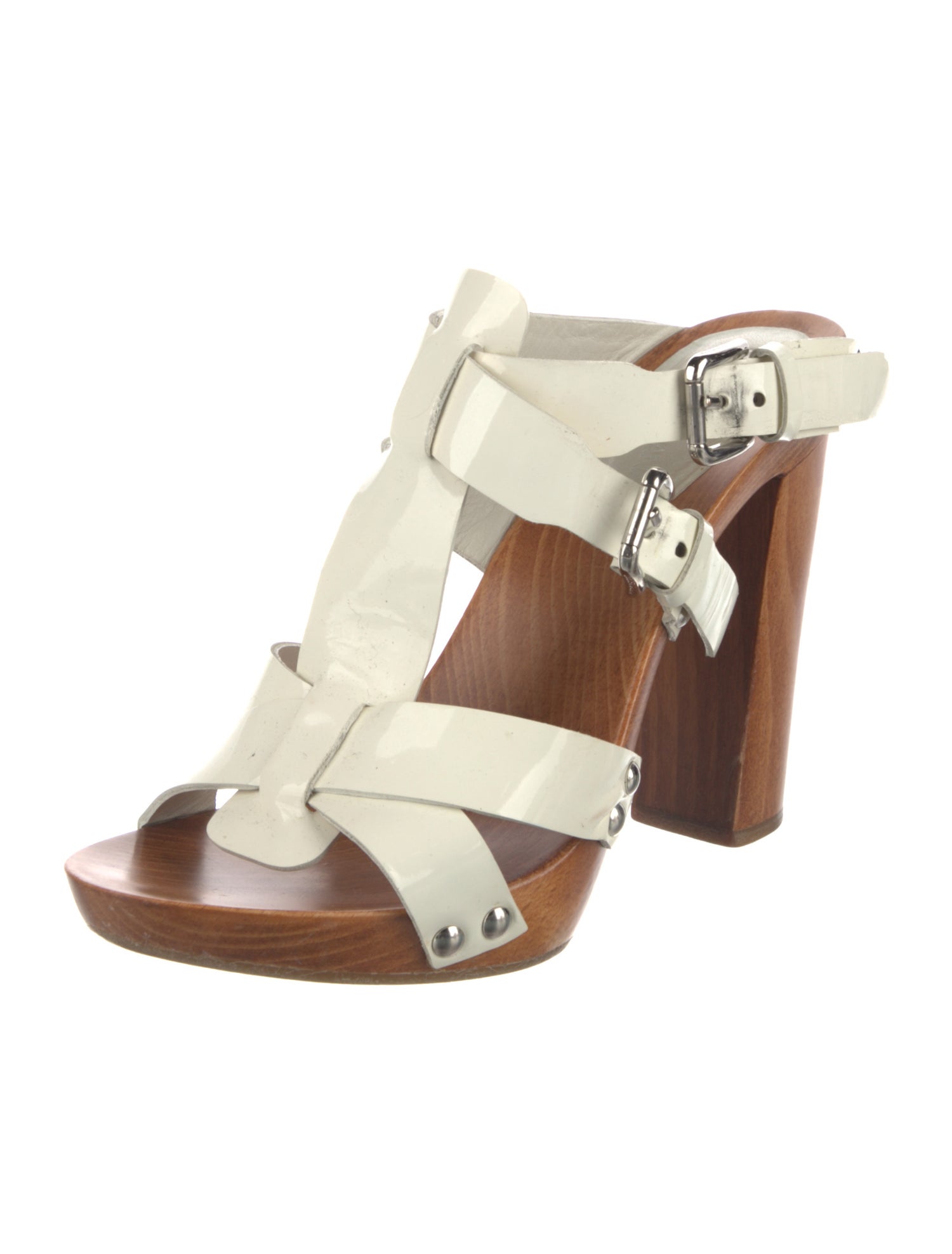 Dolce & Gabbana Patent Leather Cutout Accent Sandals