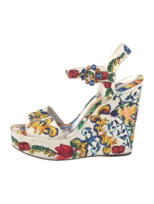 Dolce & Gabbana Majolica Print Canvas Sandals
