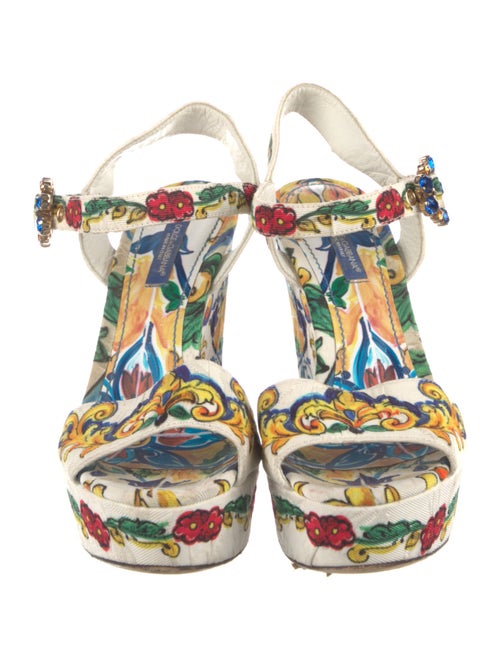 Dolce & Gabbana Majolica Print Canvas Sandals