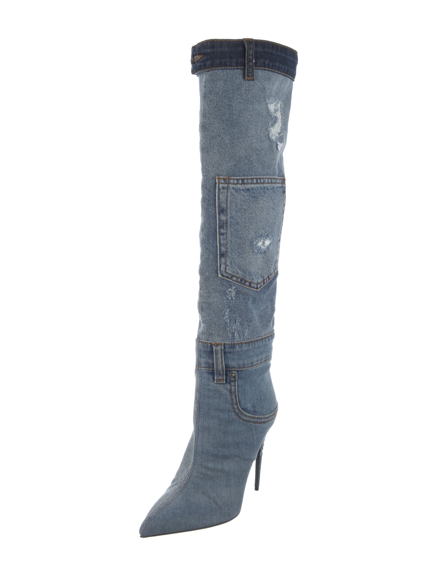 Dolce & Gabbana Denim Colorblock Pattern Sock Boots