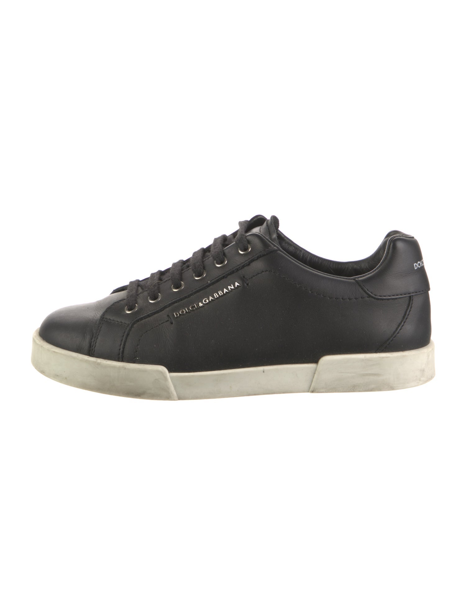 Dolce & Gabbana Faux Pearl Accents Leather Sneakers