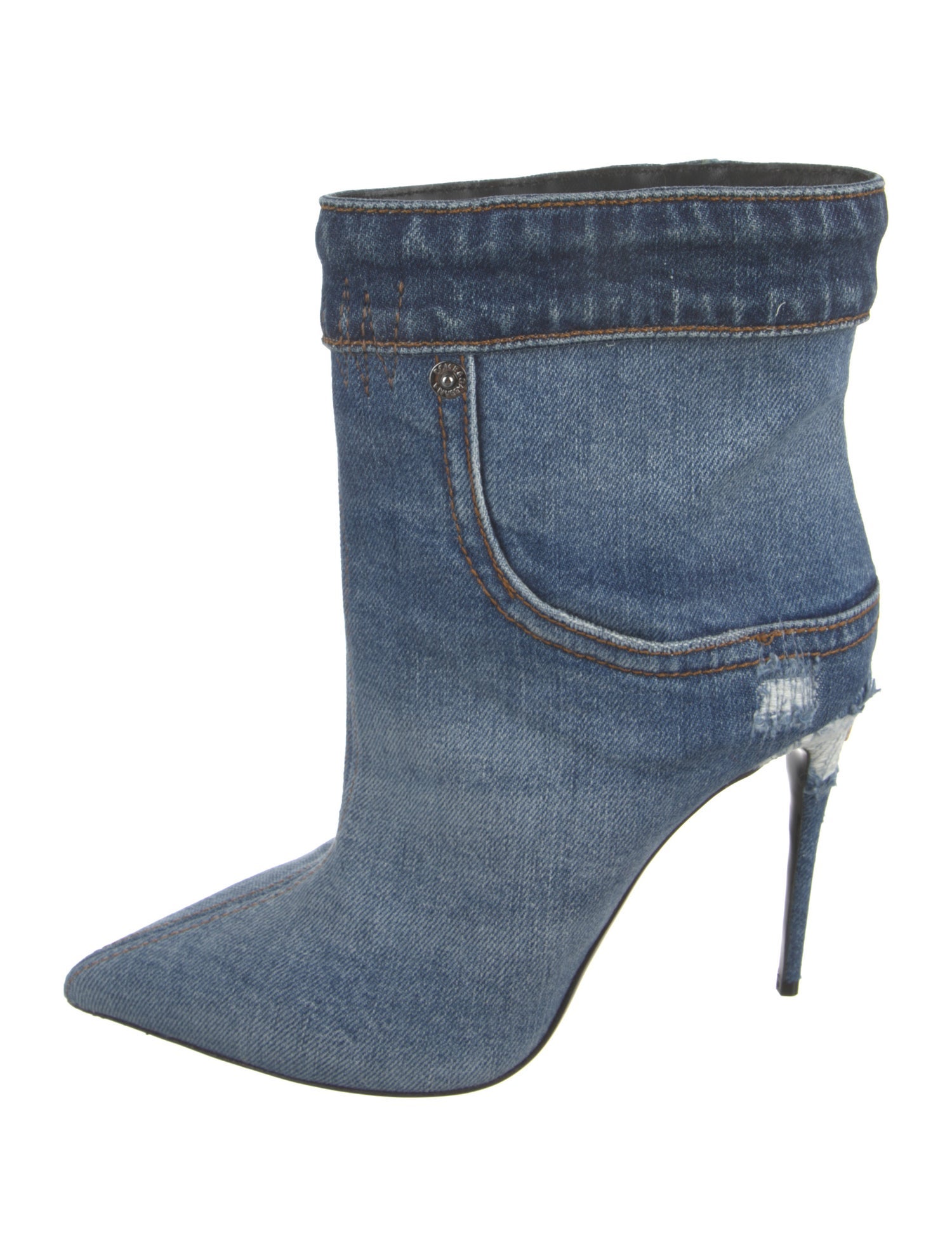 Dolce & Gabbana Denim Distressed Accents Boots