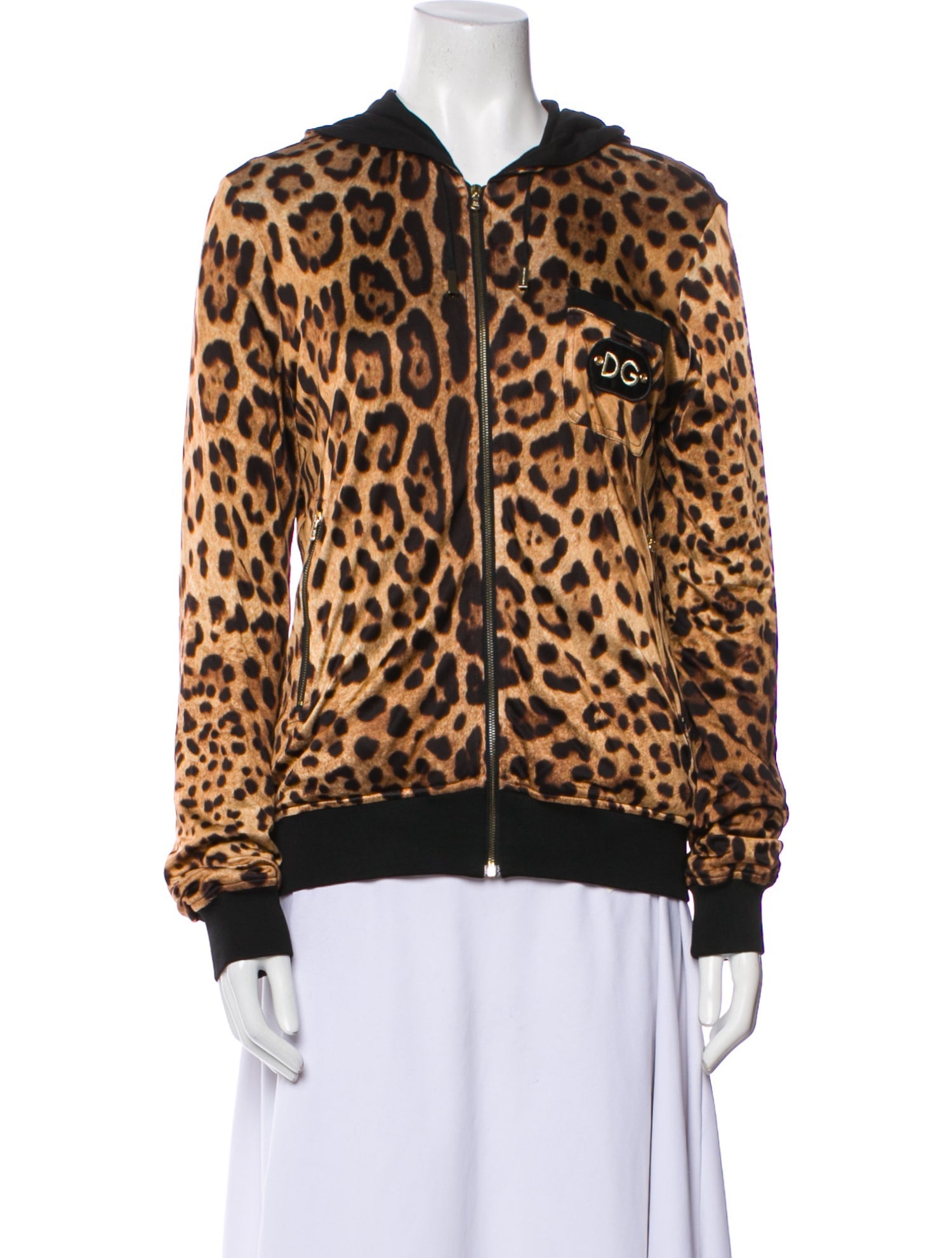 Dolce & Gabbana Animal Print Faux Fur Jacket