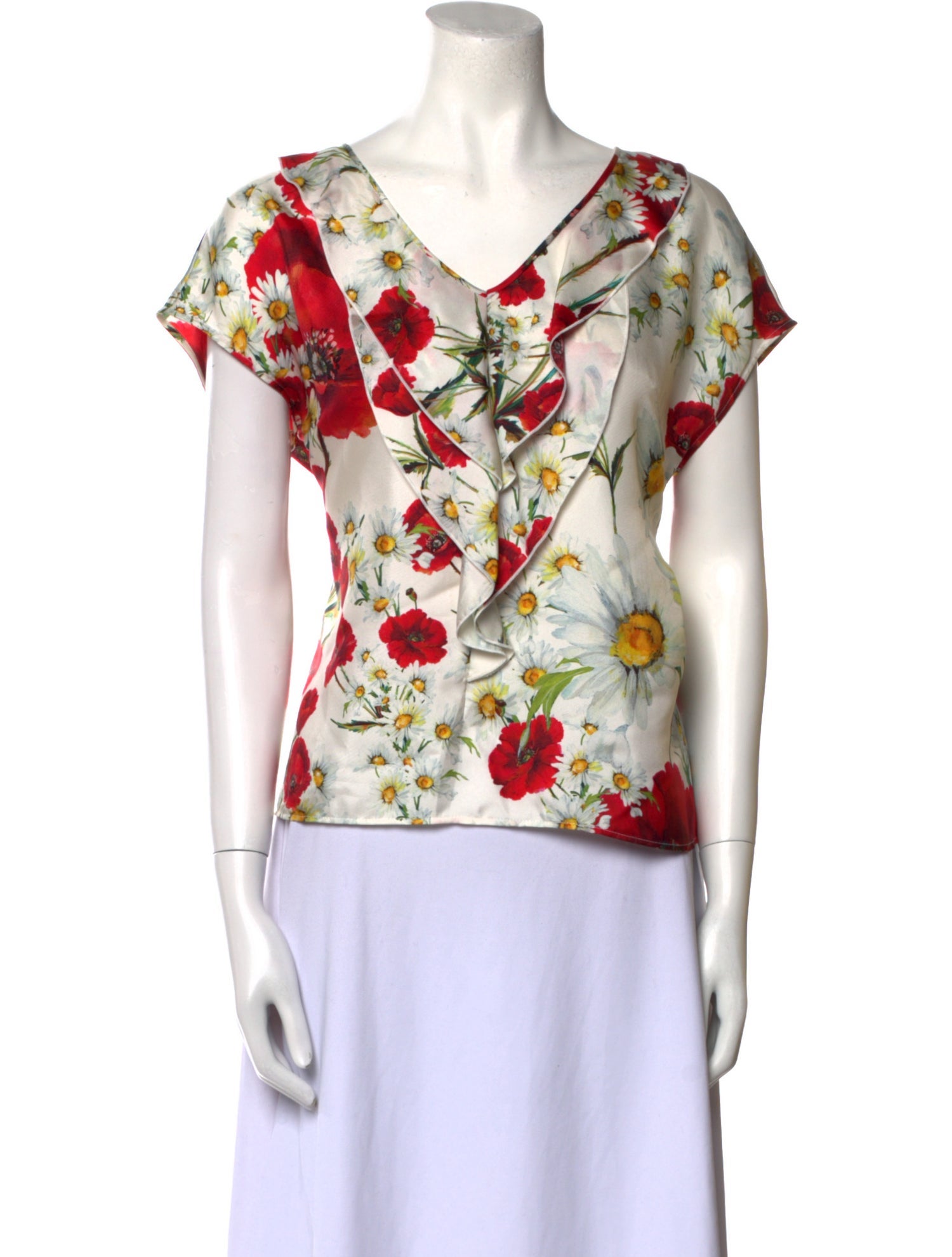 Dolce & Gabbana Silk Floral Print Top