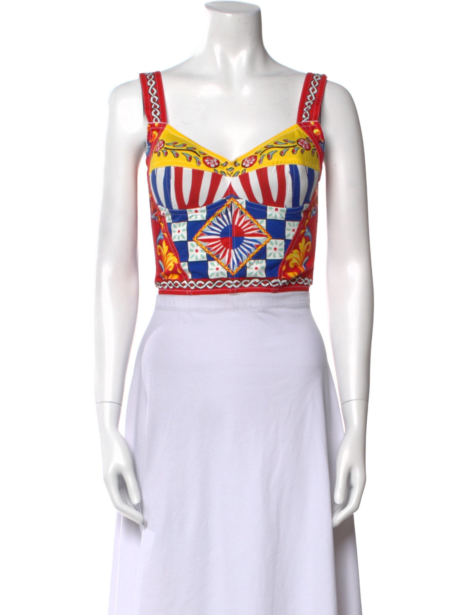 Dolce & Gabbana Printed Square Neckline Crop Top