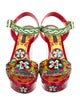 Dolce & Gabbana Carretto Print Patent Leather Sandals