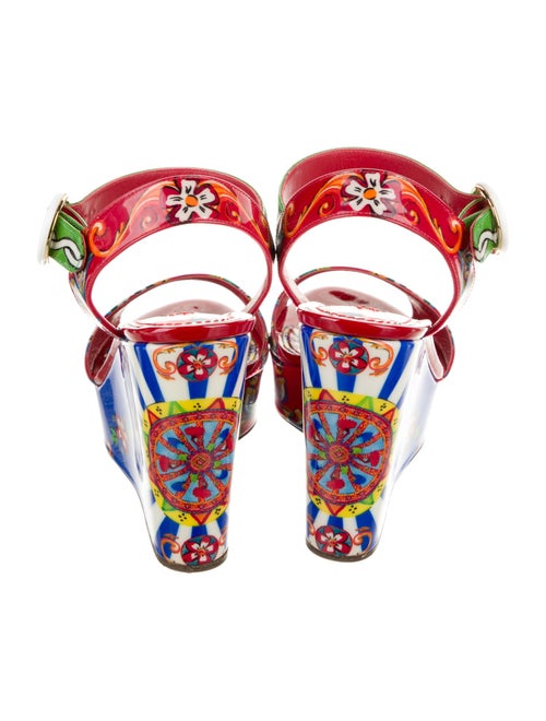 Dolce & Gabbana Carretto Print Patent Leather Sandals