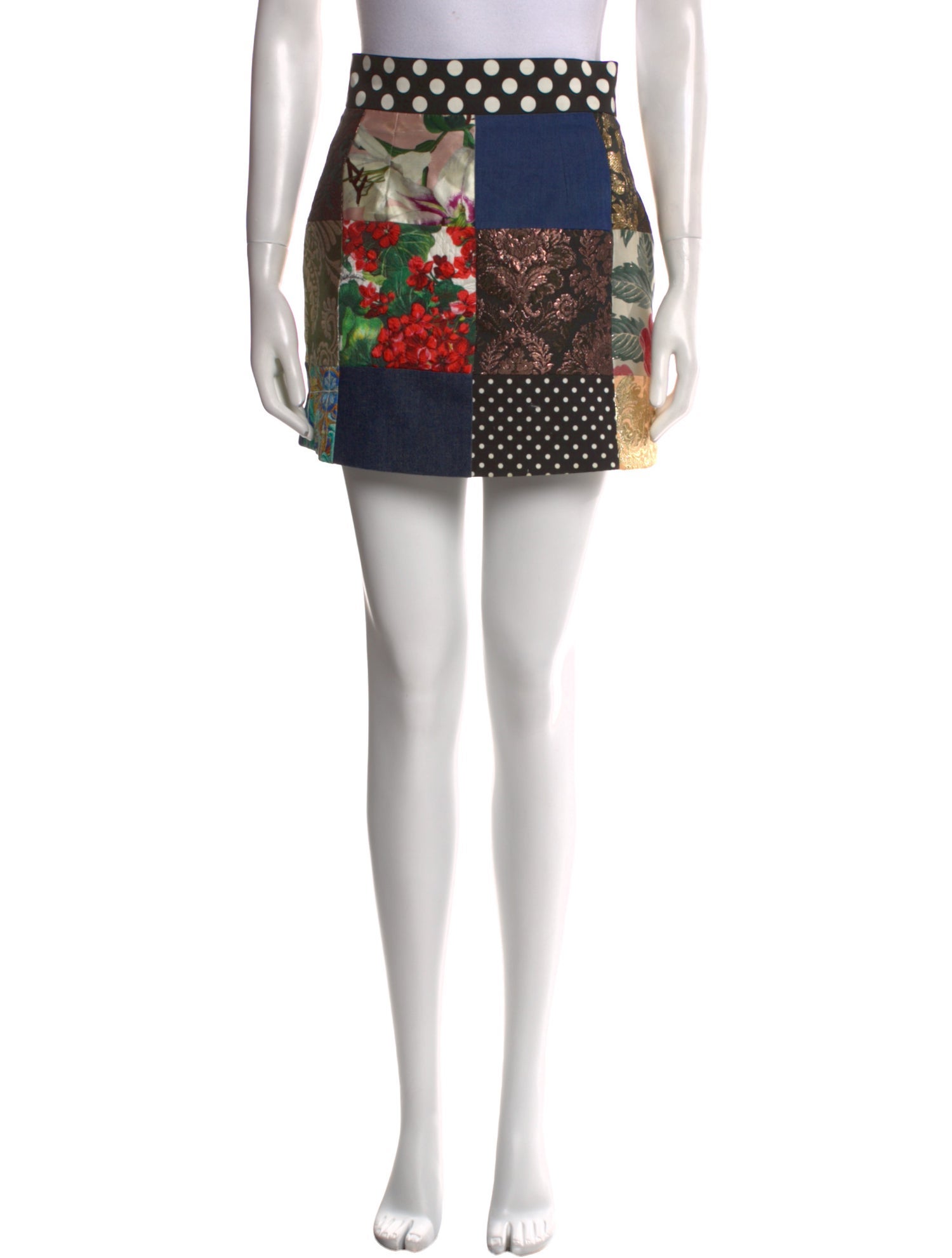 Dolce & Gabbana Patchwork Multi Floral Jacquard mini skirt Mini Skirt