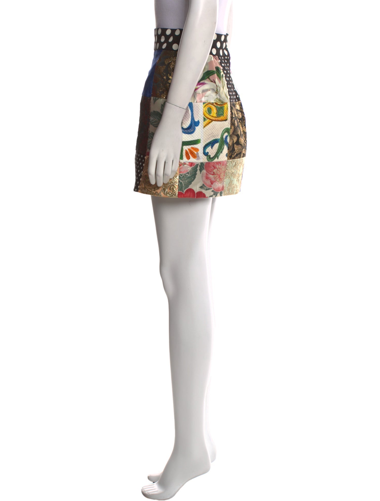 Dolce & Gabbana Patchwork Multi Floral Jacquard mini skirt Mini Skirt