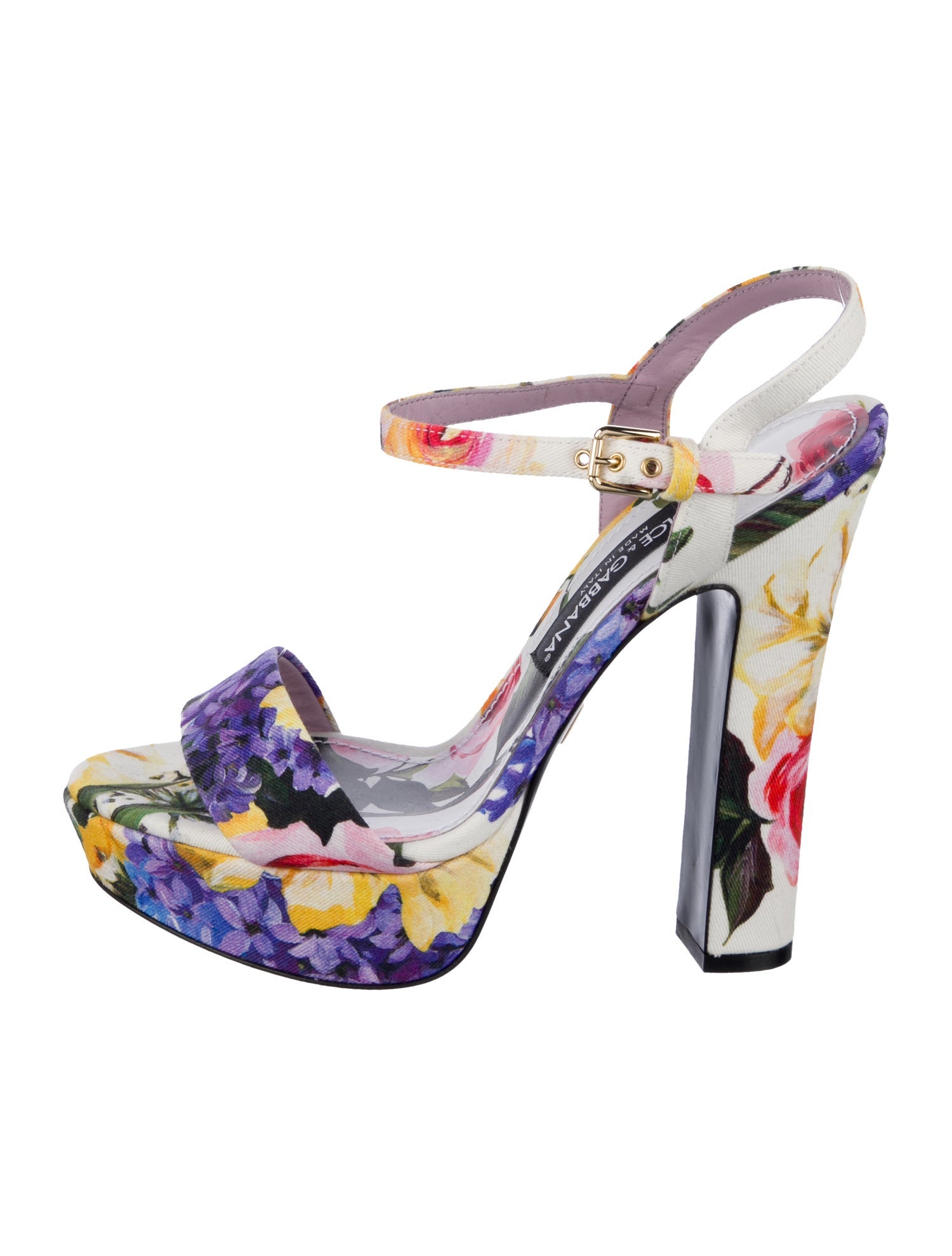Dolce & Gabbana Canvas Floral Print Slingback Sandals