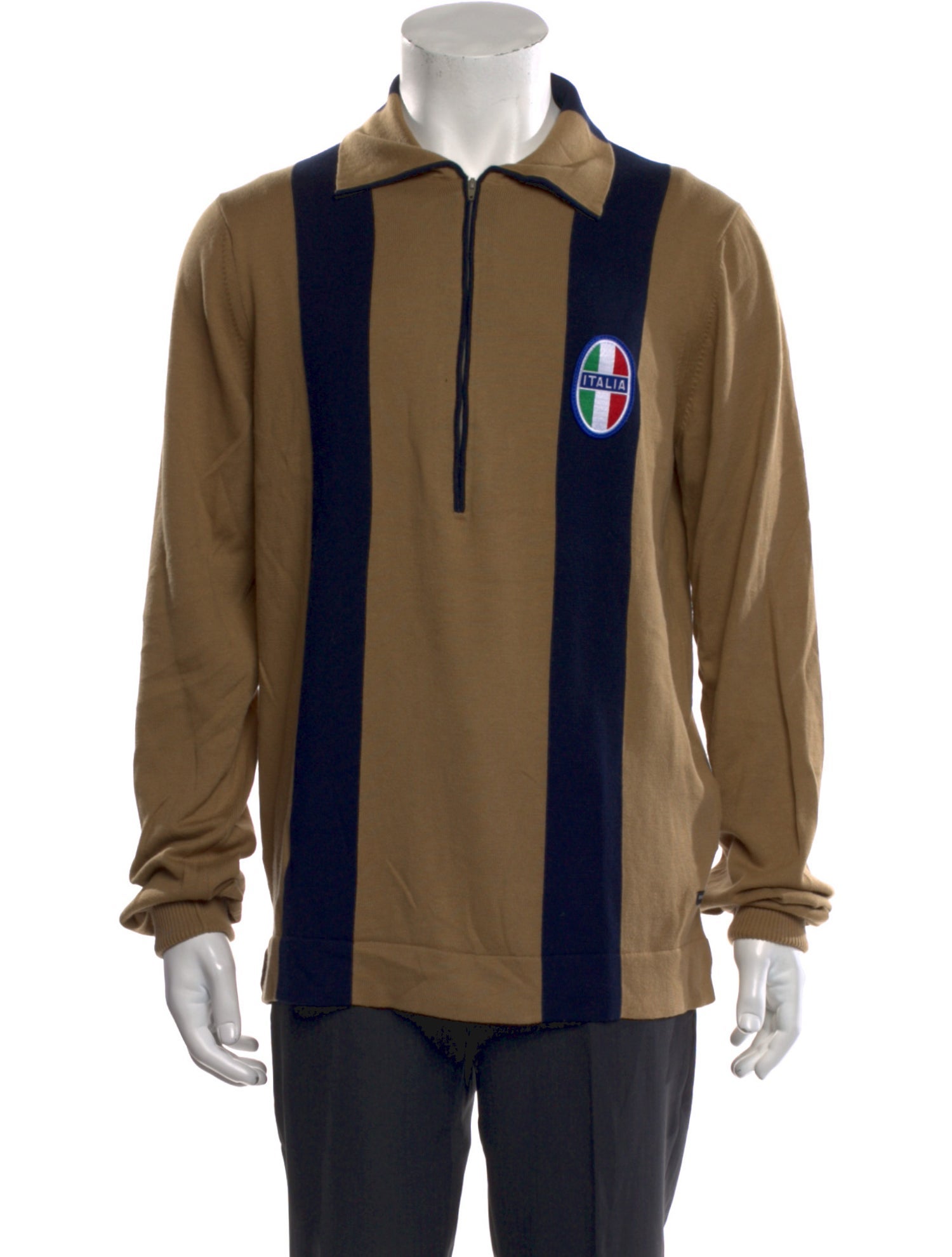 Dolce & Gabbana Colorblock Pattern Collar Polo Sweater