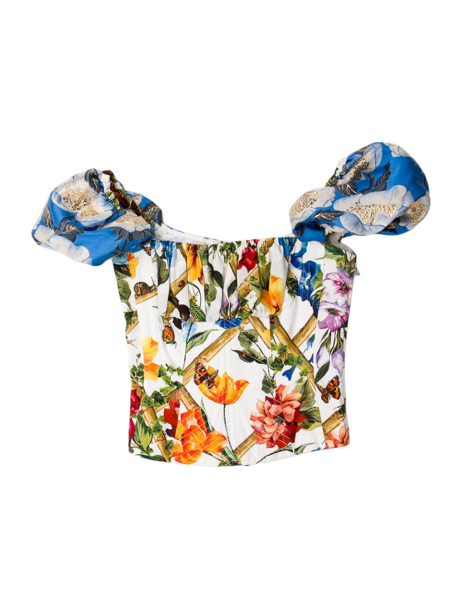 Dolce & Gabbana Floral Print Square Neckline Crop Top