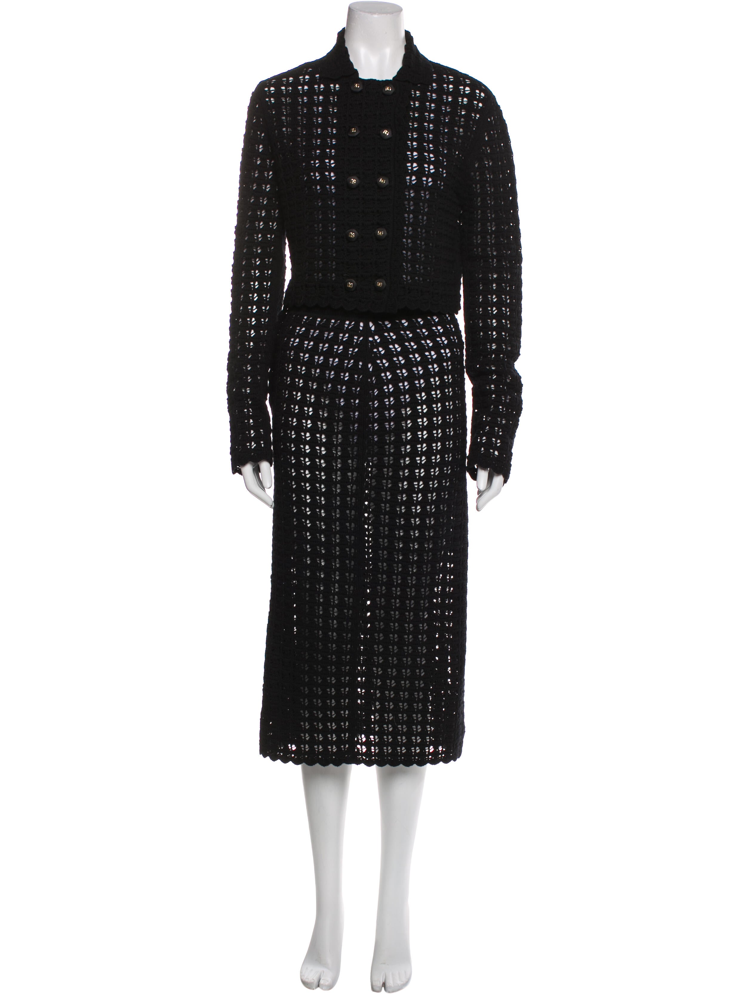 Dolce & Gabbana Virgin Wool Lace Pattern Skirt Set