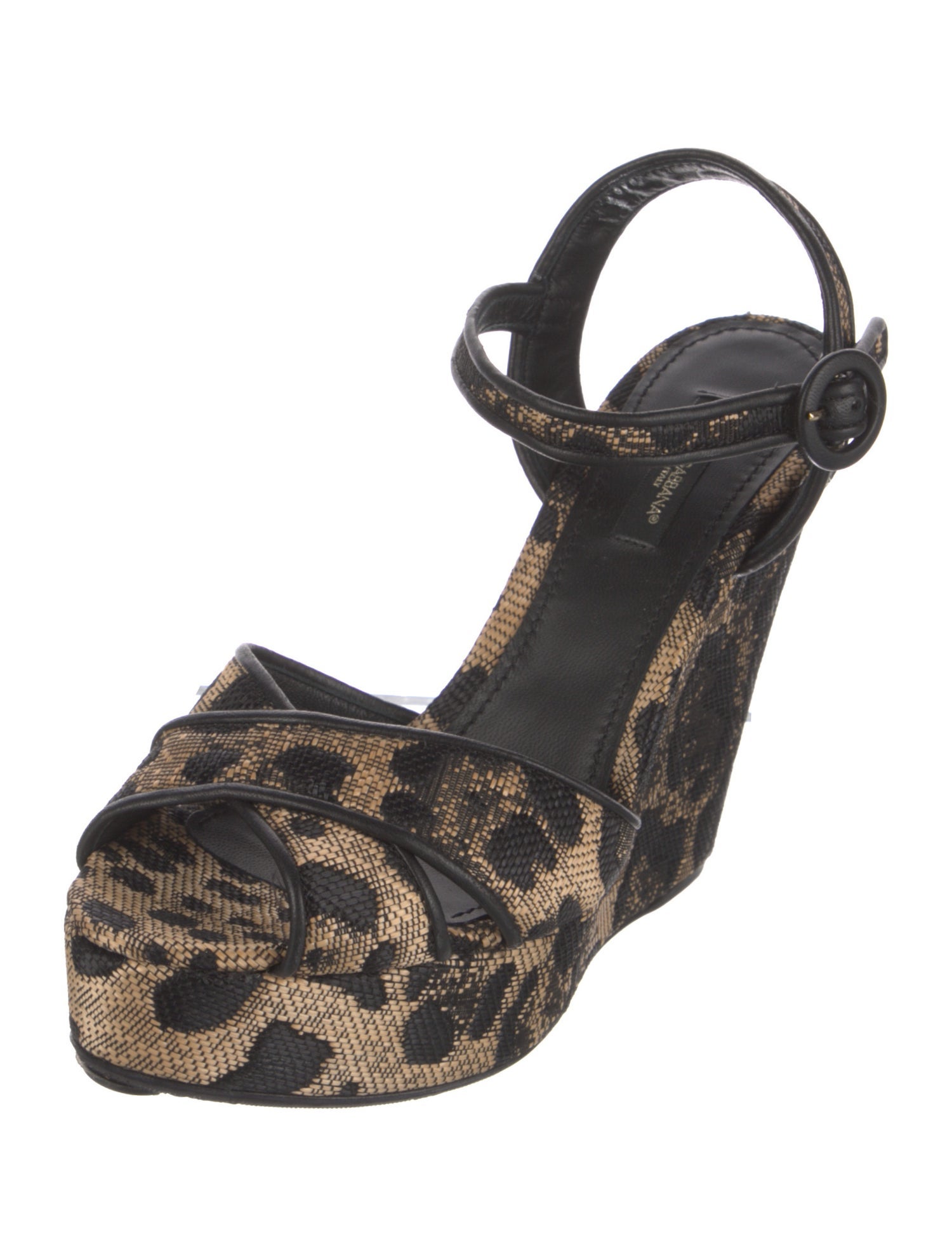 Dolce & Gabbana Raffia Animal Print Slingback Pumps