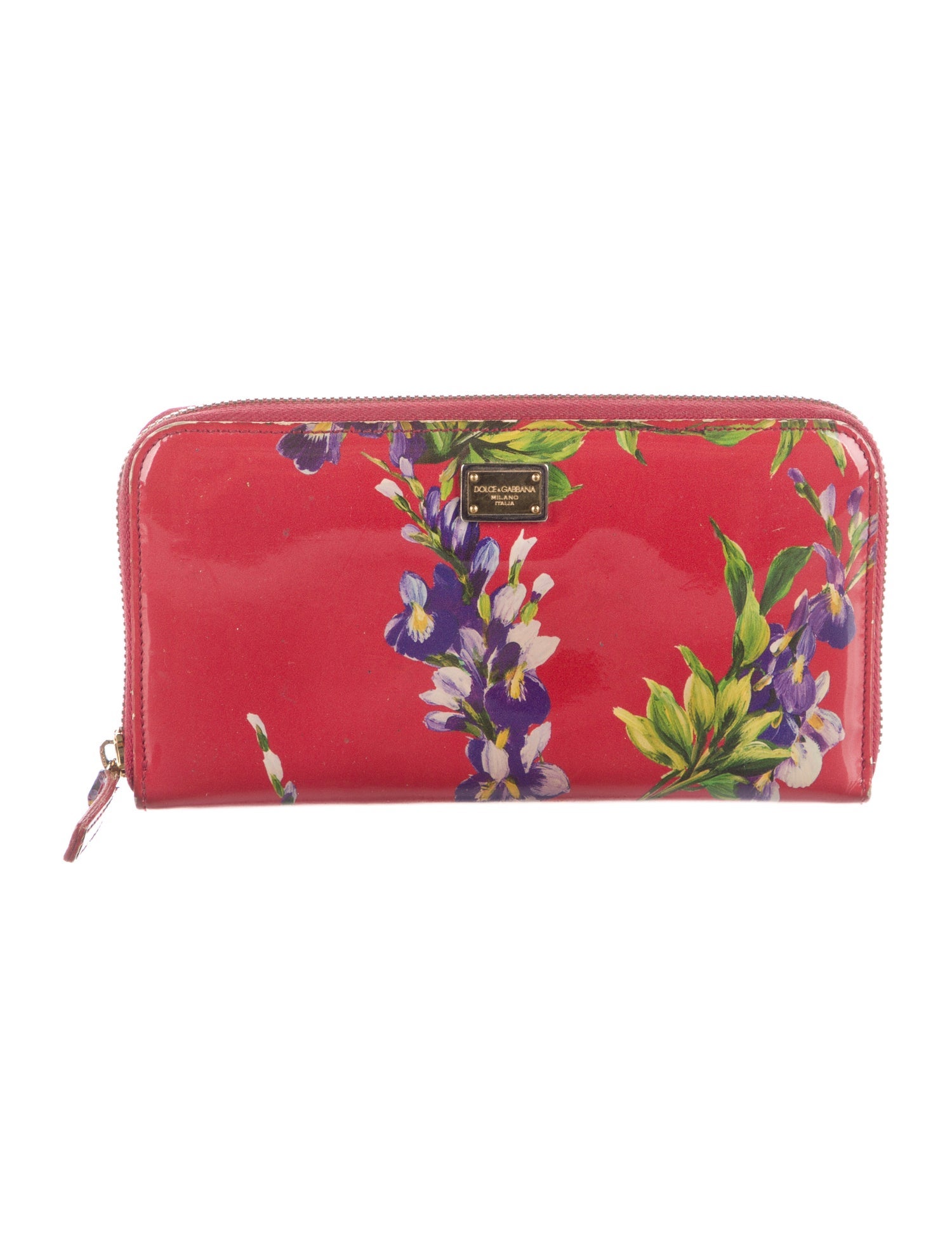 Dolce & Gabbana Patent Leather Floral Print Continental Wallet