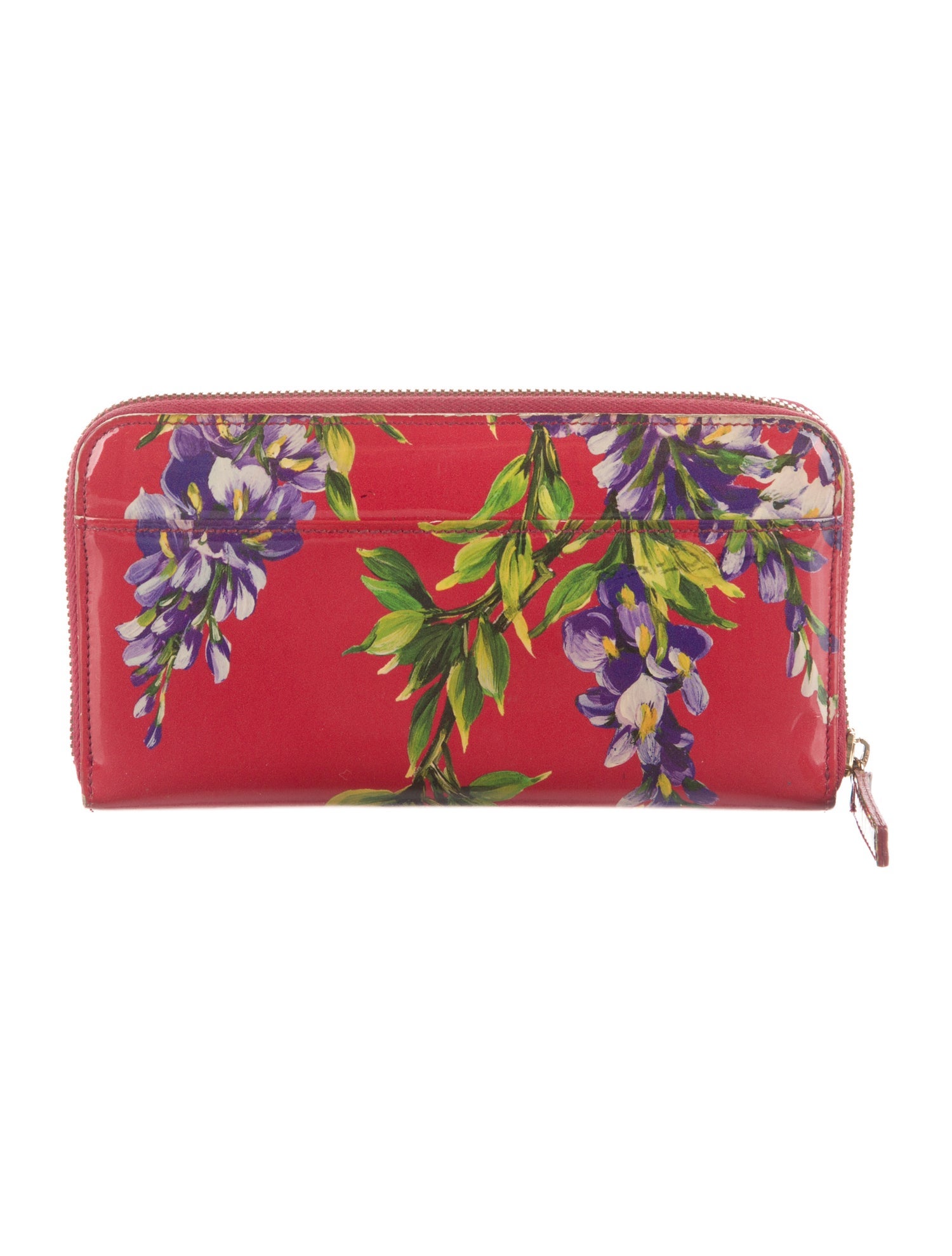 Dolce & Gabbana Patent Leather Floral Print Continental Wallet