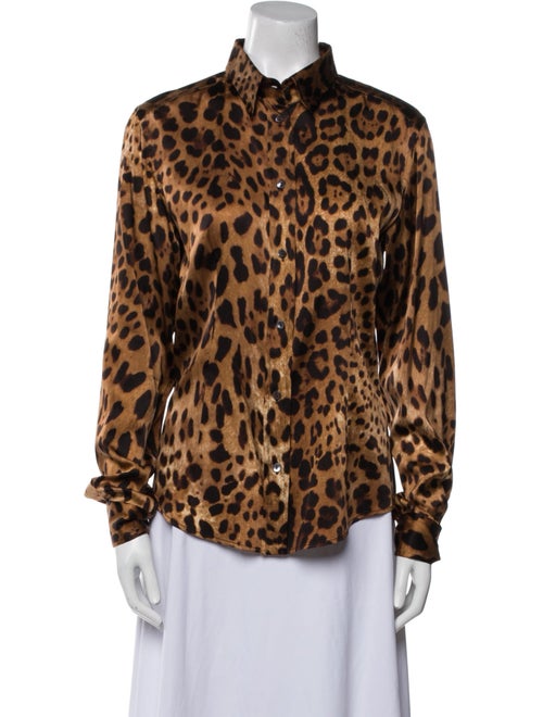 Dolce & Gabbana Silk Animal Print Button-Up Top