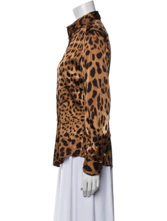 Dolce & Gabbana Silk Animal Print Button-Up Top