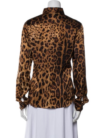 Dolce & Gabbana Silk Animal Print Button-Up Top