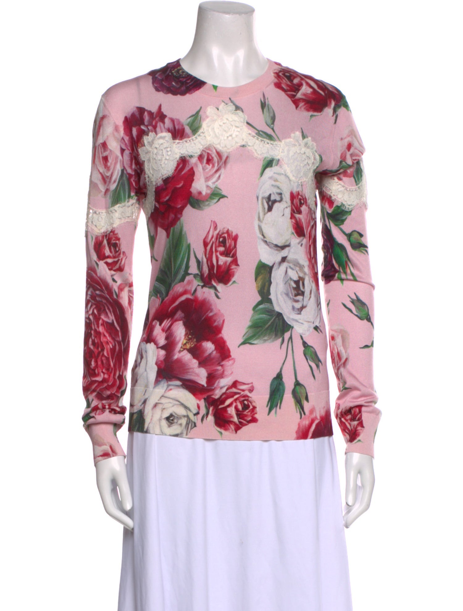 Dolce & Gabbana Silk Floral Print Sweater