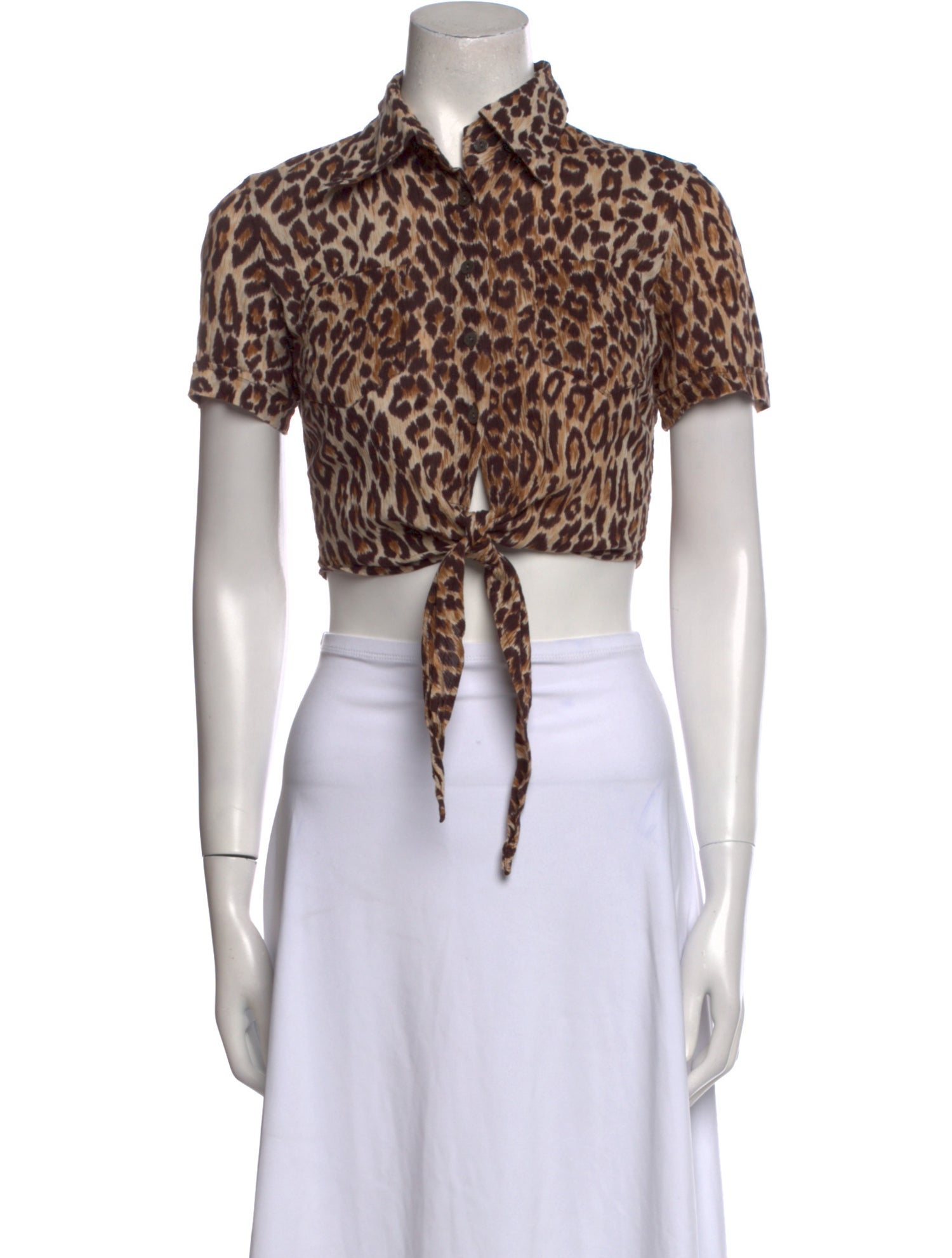 Dolce & Gabbana Animal Print Short Sleeve Crop Top