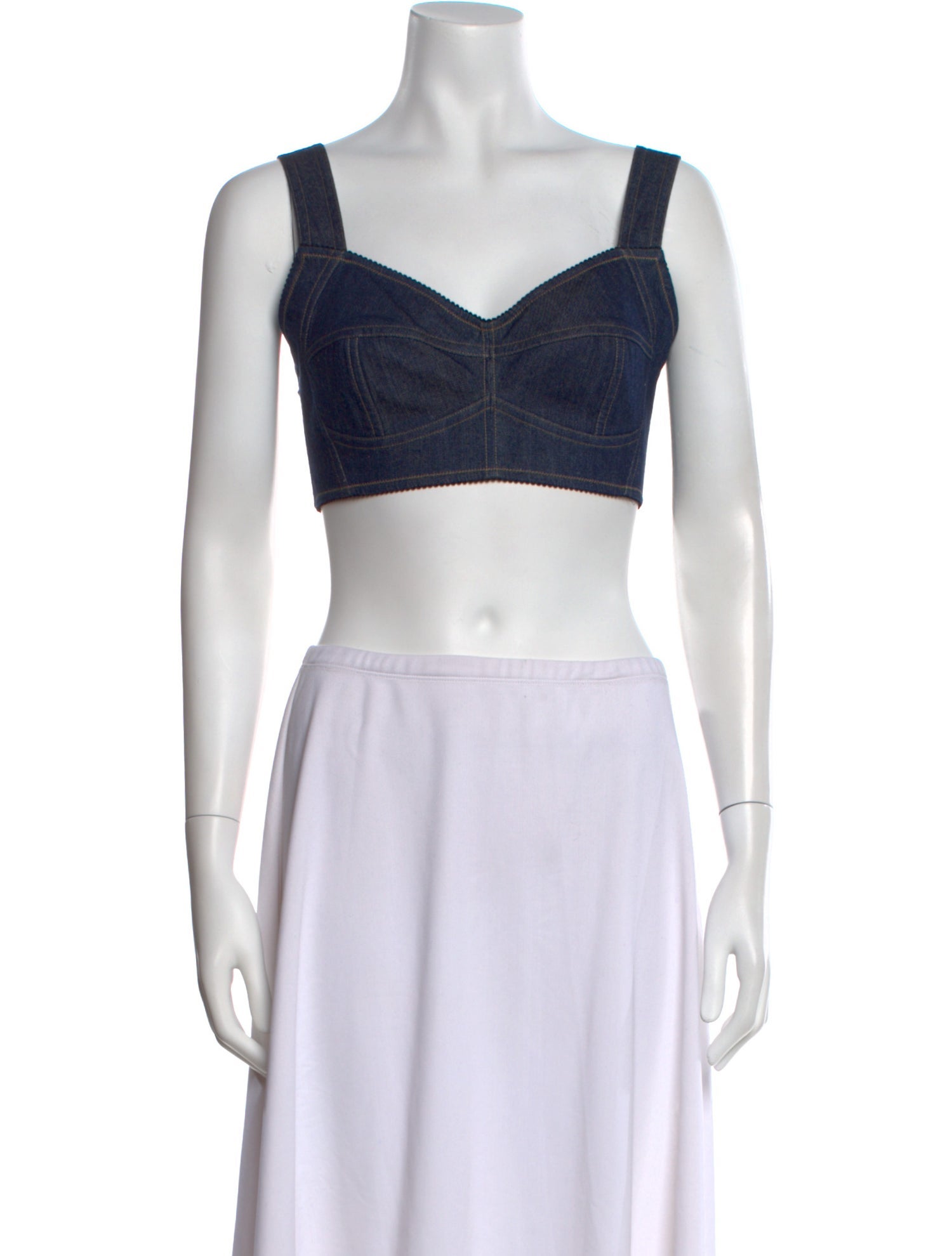 Dolce & Gabbana Square Neckline Sleeveless Crop Top