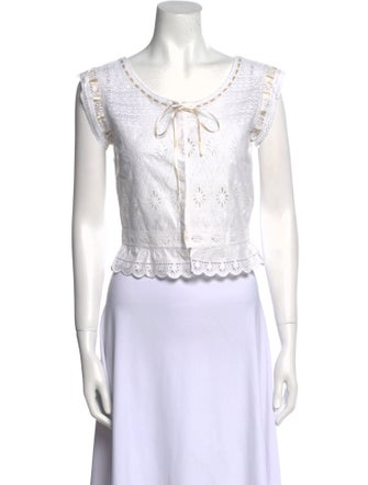 Dolce & Gabbana Scoop Neck Sleeveless Crop Top