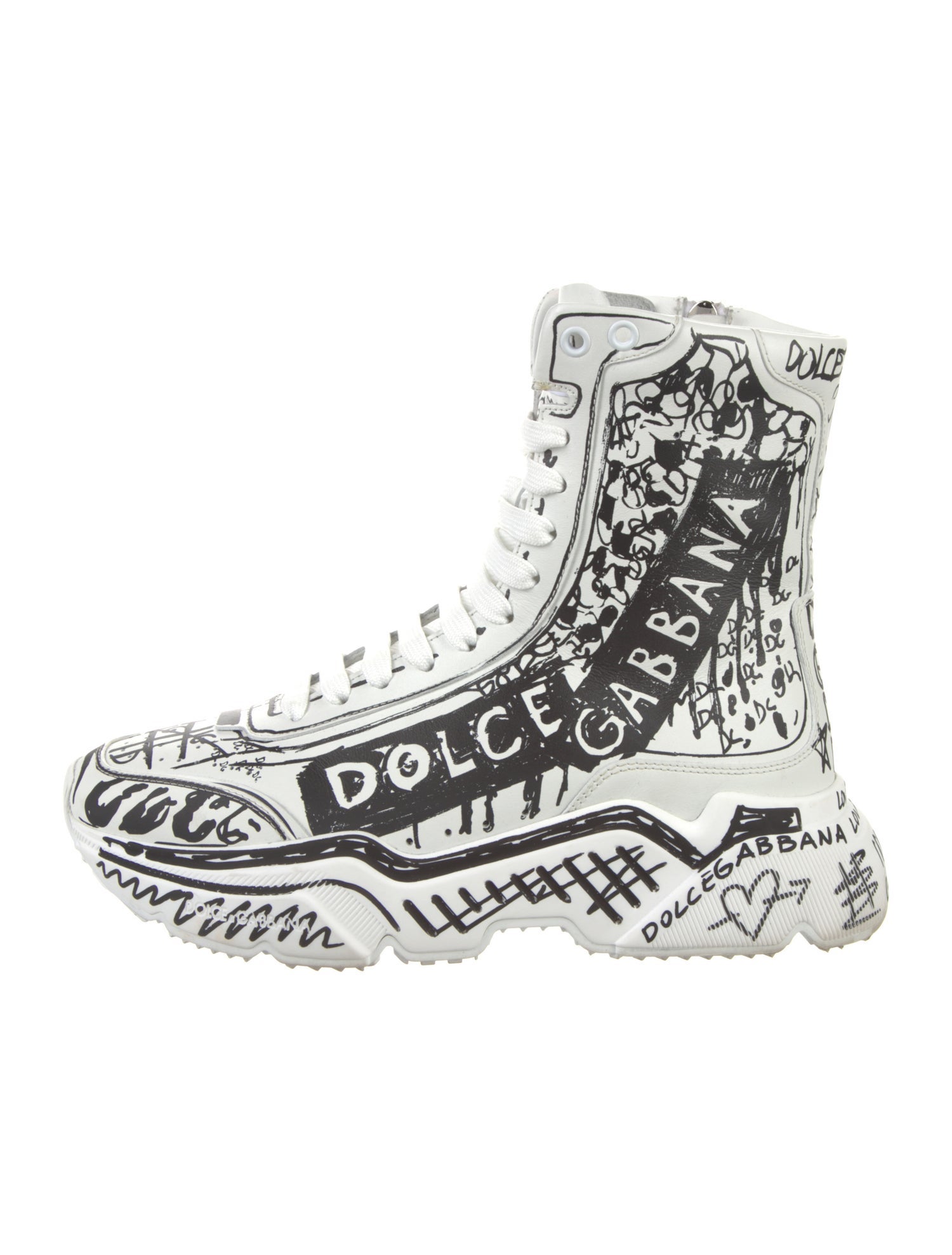 Dolce & Gabbana Leather Printed Sneakers