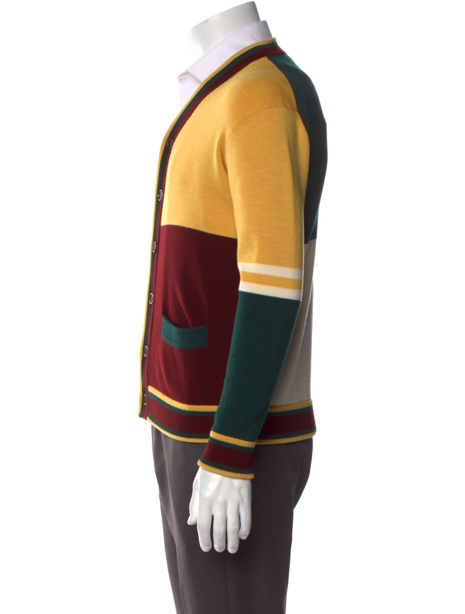 Dolce & Gabbana Virgin Wool Colorblock Pattern Cardigan
