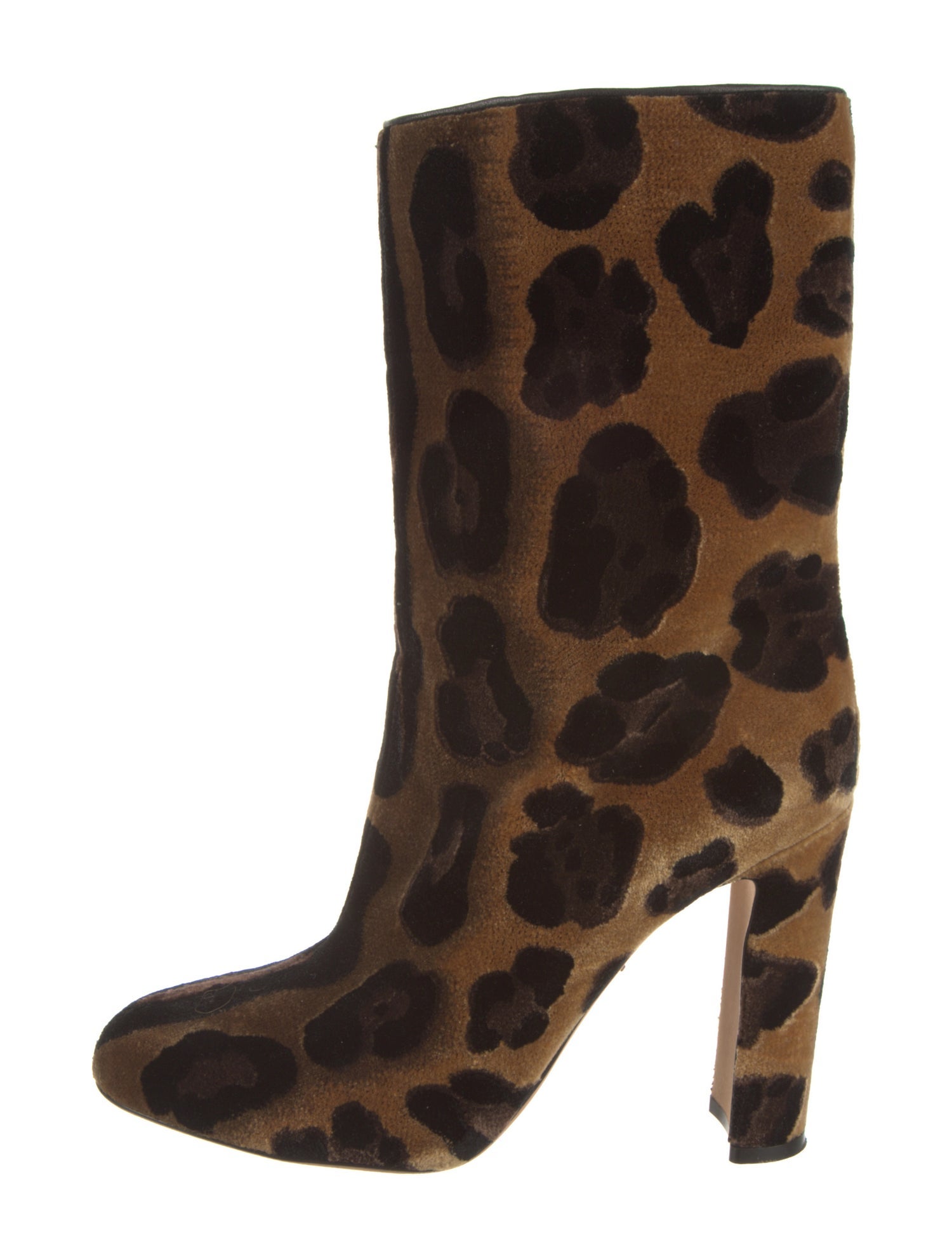 Dolce & Gabbana Velvet Animal Print Boots