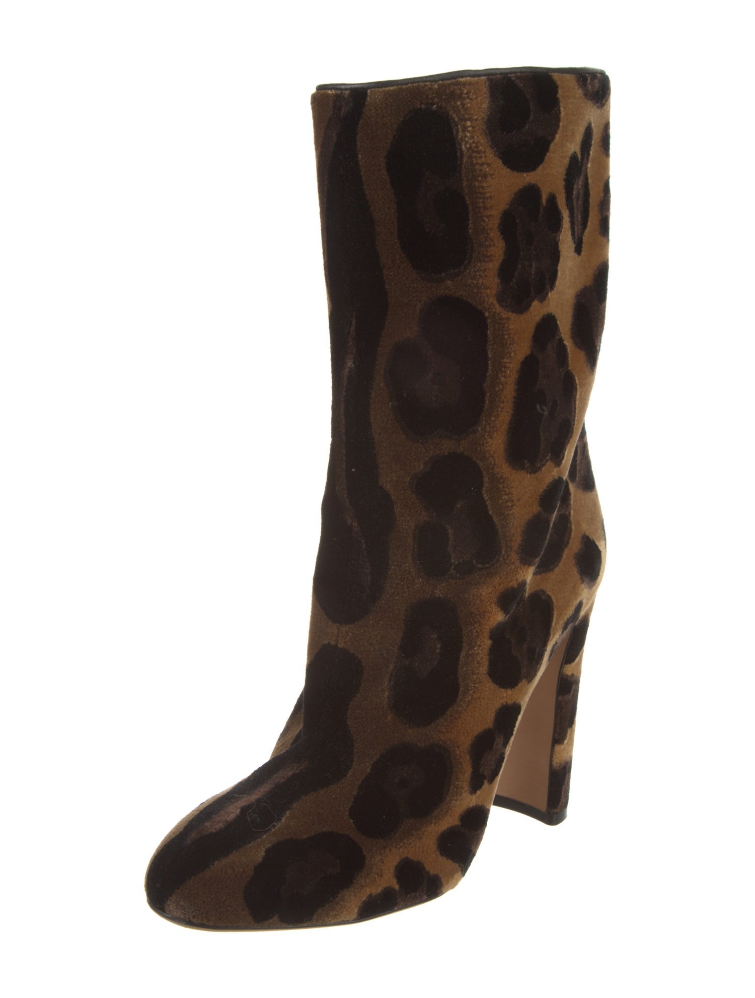 Dolce & Gabbana Velvet Animal Print Boots