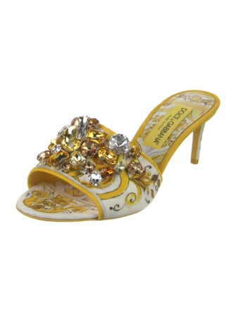 Dolce & Gabbana Leather Printed Slides