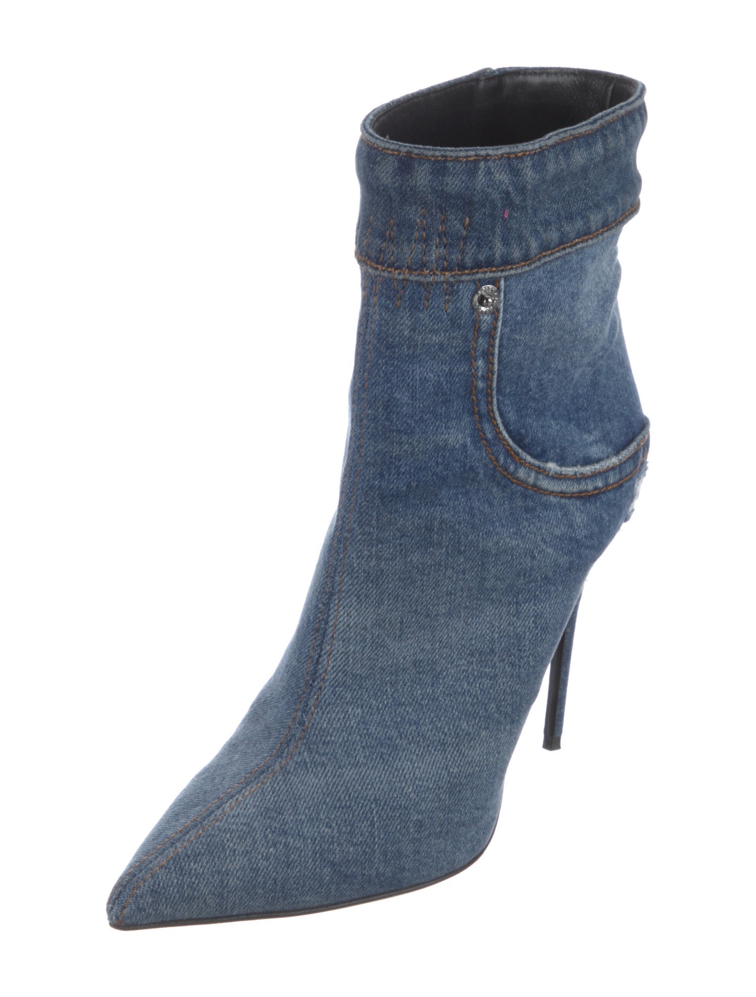 Dolce & Gabbana Denim Distressed Accents Boots