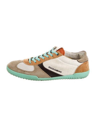 Dolce & Gabbana Suede Colorblock Pattern Sneakers