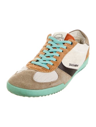 Dolce & Gabbana Suede Colorblock Pattern Sneakers