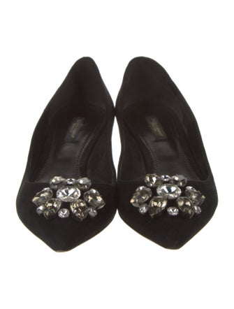 Dolce & Gabbana Suede Crystal Embellishments Flats
